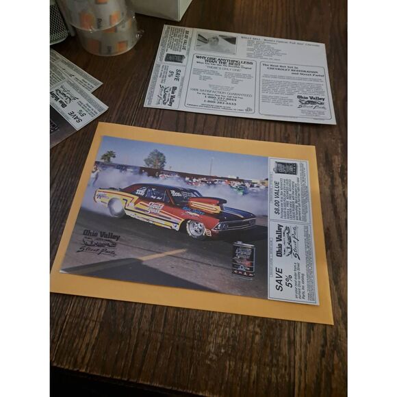 Vintage Wally Bell Racing Card w/ Coupons 8x12 Liquid Glass Chevelle - Picture 1 of 2